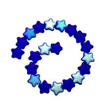 Load image into Gallery viewer, Czech glass puffed star beads 20pc frosted blue AB finish 12mm-Orange Grove Beads

