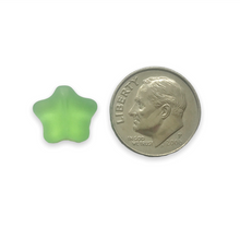 Load image into Gallery viewer, Czech glass puffed star beads 20pc frosted green AB finish 12mm
