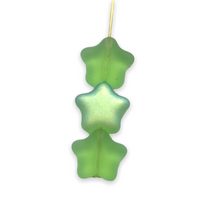 Load image into Gallery viewer, Czech glass puffed star beads 20pc frosted green AB finish 12mm
