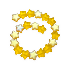 Load image into Gallery viewer, Czech glass puffed star beads 20pc frosted yellow gold AB finish 12mm-Orange Grove Beads
