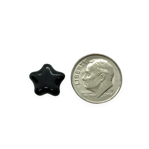 Czech glass star beads 20pc opaque jet black 12mm