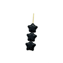 Load image into Gallery viewer, Czech glass star beads 20pc opaque jet black 12mm
