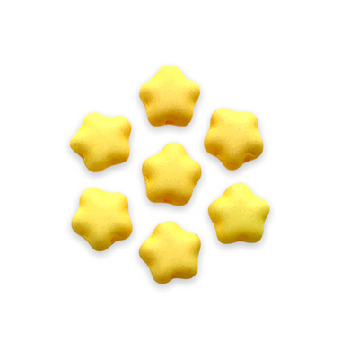 Czech glass tiny star shaped beads 50pc opaque matte yellow 6mm-Orange Grove Beads