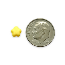 Load image into Gallery viewer, Czech glass tiny star beads 50pc opaque matte yellow 6mm
