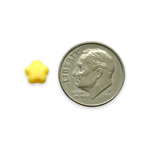 Czech glass tiny star beads 50pc opaque matte yellow 6mm
