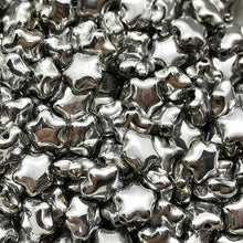 Load image into Gallery viewer, Czech glass tiny star beads 50pc shiny silver metallic 6mm
