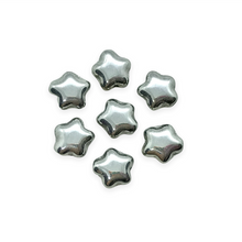 Load image into Gallery viewer, Czech glass tiny star beads charms 50pc shiny silver metallic 6mm-Orange Grove Beads
