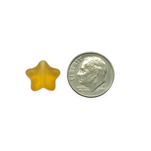 Czech glass star beads 20pc frosted golden topaz AB 12mm
