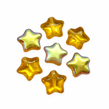Load image into Gallery viewer, Czech glass puffed star beads 20pc golden topaz AB finish 12mm-Orange Grove Beads
