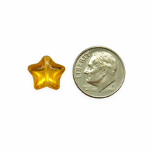Load image into Gallery viewer, Czech glass puffed star beads 20pc golden topaz AB finish 12mm
