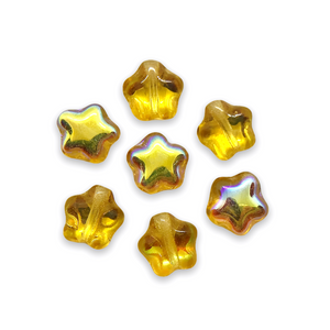 Czech glass tiny star shaped beads 50pc yellow AB 6mm-Orange Grove Beads