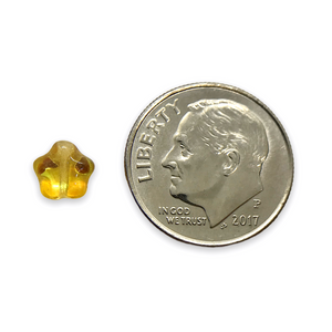 Czech glass tiny star shaped beads 50pc golden yellow AB 6mm