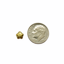 Load image into Gallery viewer, Czech glass tiny star beads 50pc shiny gold metallic 6mm
