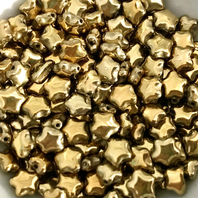 Czech glass tiny star beads 50pc golden yellow AB 6mm