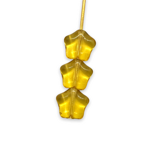 Czech glass star beads 25pc translucent topaz yellow 8mm