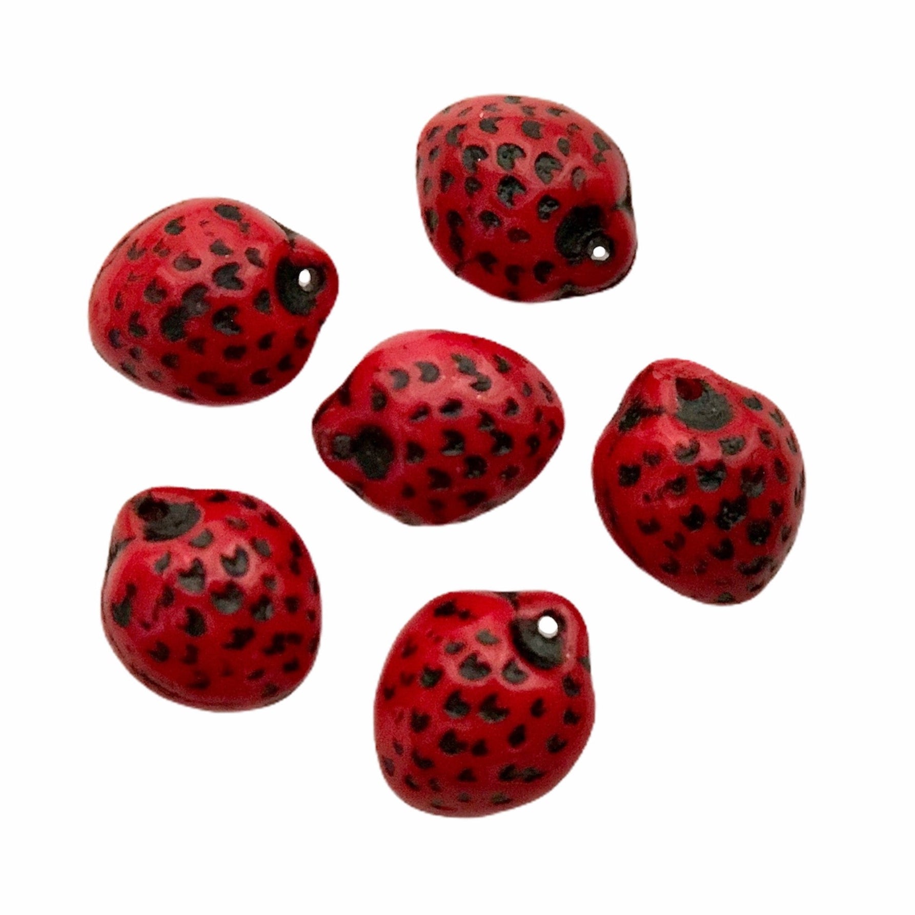 is it ok to eat strawberries with black seeds Czech glass strawberry fruit beads 12pc opaque red black seeds 11x8mm – Orange Grove Beads