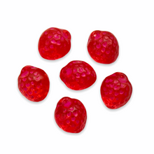Load image into Gallery viewer, Czech glass strawberry fruit beads 12pc red with pink wash 11x8mm-Orange Grove Beads

