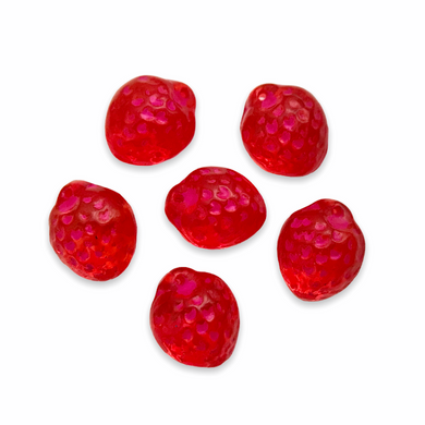 Czech glass strawberry fruit beads 12pc red with pink wash 11x8mm-Orange Grove Beads