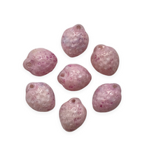 Load image into Gallery viewer, Czech glass strawberry fruit beads 12pc light pink luster 11x8mm-Orange Grove Beads
