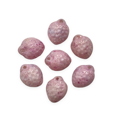 Czech glass strawberry fruit beads 12pc light pink luster 11x8mm-Orange Grove Beads