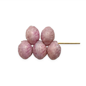 Czech glass strawberry fruit beads 12pc light pink luster 11x8mm