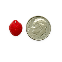 Load image into Gallery viewer, Czech glass strawberry fruit beads 12pc opaque red matte 11x8mm
