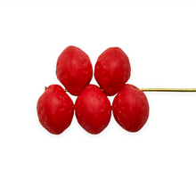 Load image into Gallery viewer, Czech glass strawberry fruit beads 12pc opaque red matte 11x8mm
