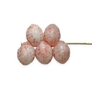 Czech glass light pink strawberry fruit beads 12pc 11x8mm