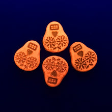 Load image into Gallery viewer, Czech glass sugar skull beads 4pc UV neon orange 20x17mm
