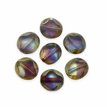 Load image into Gallery viewer, Czech glass Twilight table cut oval beveled diamond beads 12pc purple blue picasso 9x8mm-Orange Grove Beads
