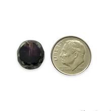 Load image into Gallery viewer, Czech glass table cut faceted round beads 8pc purple travertine 12mm
