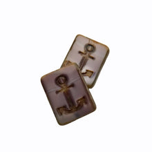 Load image into Gallery viewer, Czech glass table cut rectangle with anchor beads 6pc purple picasso

