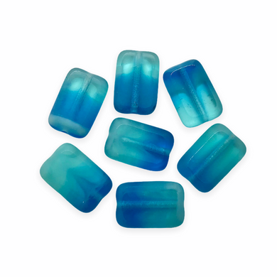 Czech glass table cut rectangle beads 10pc ocean blue gradient 12x8mm-Orange Grove Beads