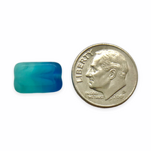 Load image into Gallery viewer, Czech glass table cut rectangle beads 10pc ocean blue gradient 12x8mm
