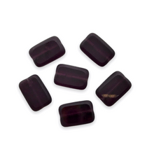 Load image into Gallery viewer, Czech glass table cut rectangle beads 15pc dark amethyst purple 12x8mm-Orange Grove Beads
