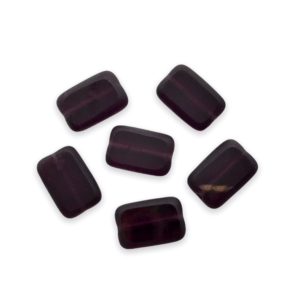 Czech glass table cut rectangle beads 15pc dark amethyst purple 12x8mm-Orange Grove Beads