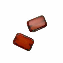 Load image into Gallery viewer, Czech glass table cut rectangle beads 8pc milky orange picasso 12x8mm-Orange Grove Beads

