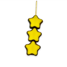 Load image into Gallery viewer, Czech glass table cut star beads 10pc opaque yellow picasso edge 12mm
