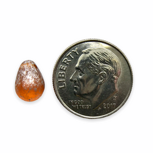 Czech glass teardrop beads 30pc translucent honey amber with silver 9x6