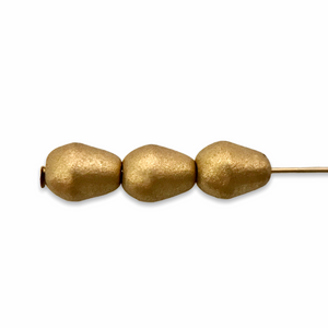 Czech glass teardrop beads 40pc matte gold 7x5mm-Orange Grove Beads