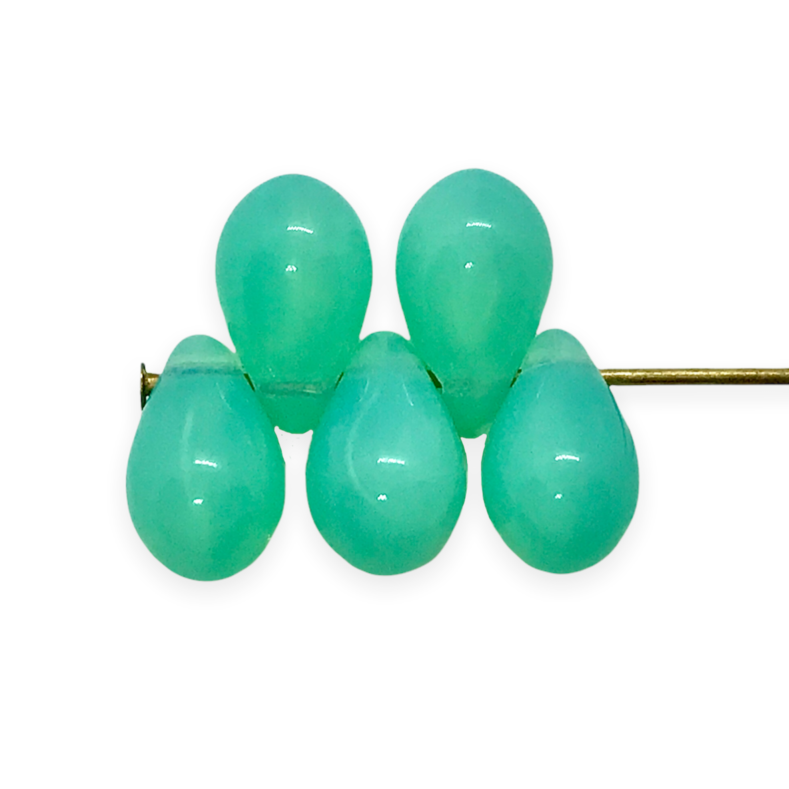 Czech glass teardrop beads 50pc blue green uranium 9x6mm – Orange