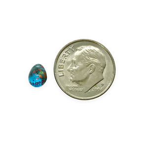 Czech glass teardrop beads 50pc translucent blue copper 7x5mm