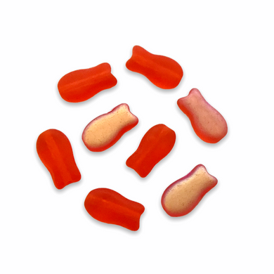 Czech glass tiny fish beads 30pc matte frosted red AB 9mm-Orange Grove Beads