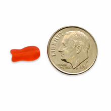 Load image into Gallery viewer, Czech glass tiny fish beads 30pc matte frosted red AB 9mm
