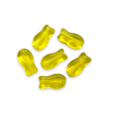 Czech glass tiny fish beads charms 30pc translucent yellow 9mm-Orange Grove Beads