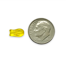 Load image into Gallery viewer, Czech glass tiny fish beads 30pc translucent yellow 9mm
