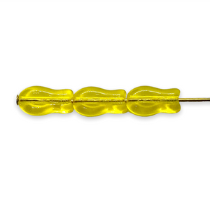 Czech glass tiny fish beads 30pc translucent yellow 9mm