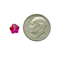 Load image into Gallery viewer, Czech glass tiny star beads 50pc translucent fuchsia pink 6mm
