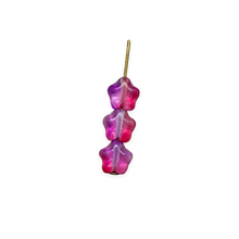 Load image into Gallery viewer, Czech glass tiny star beads 50pc translucent fuchsia pink 6mm
