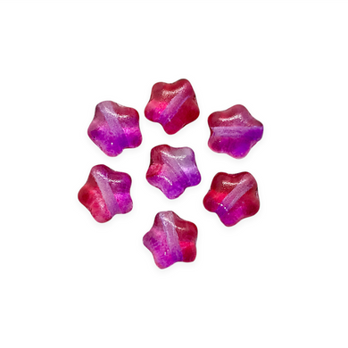 Czech glass tiny star shaped beads 50pc translucent fuchsia pink 6mm-Orange Grove Beads